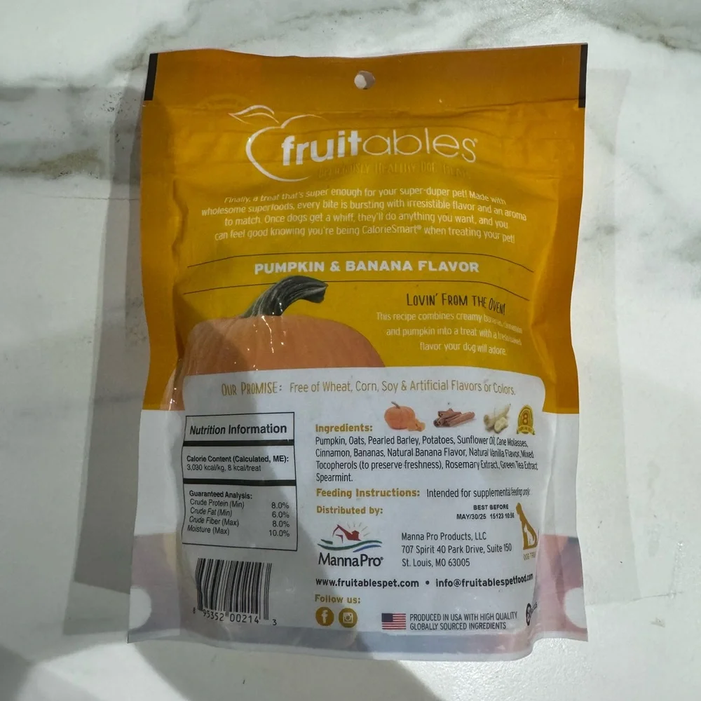 Fruitables Baked Pumpkin & Banana Dog Treats - 198g